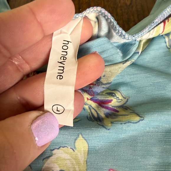 Honeyme Sky Blue Floral Cold-Shoulder Tunic - Picture 3 of 6